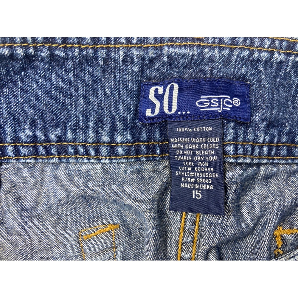 SO Jeans Co Denim Mini Skirt Blue Frayed Raw Hem‎ Size 15 - Picture 6 of 8